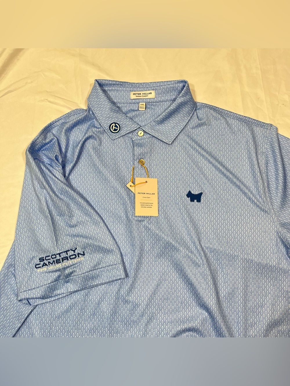 Scotty Cameron Peter Millar Crown Sport Golf Polo Blue NWT 2XL Dog Logo AOP